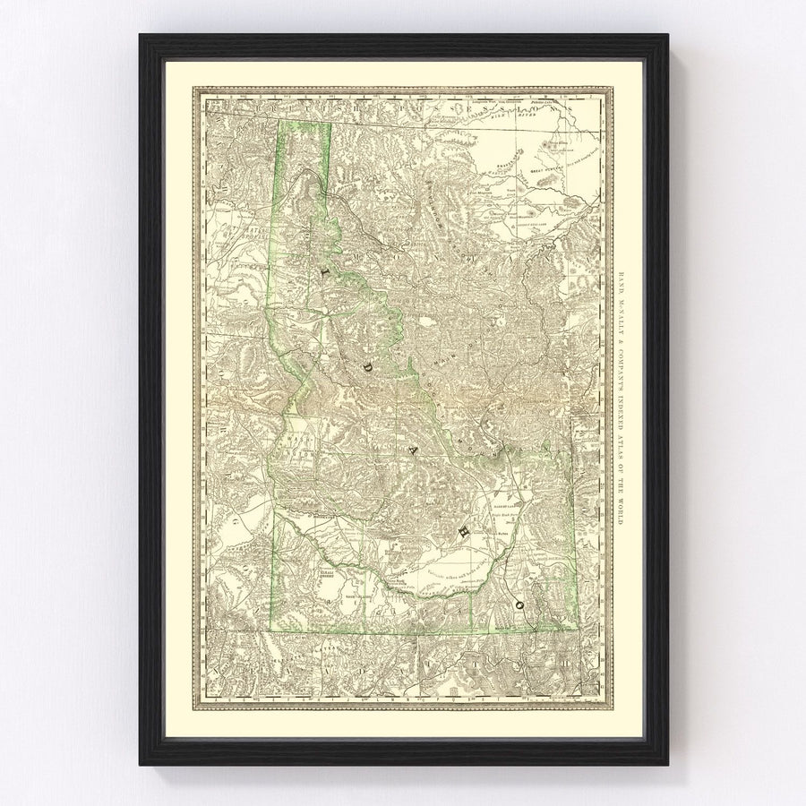 Vintage Map of Idaho 1884