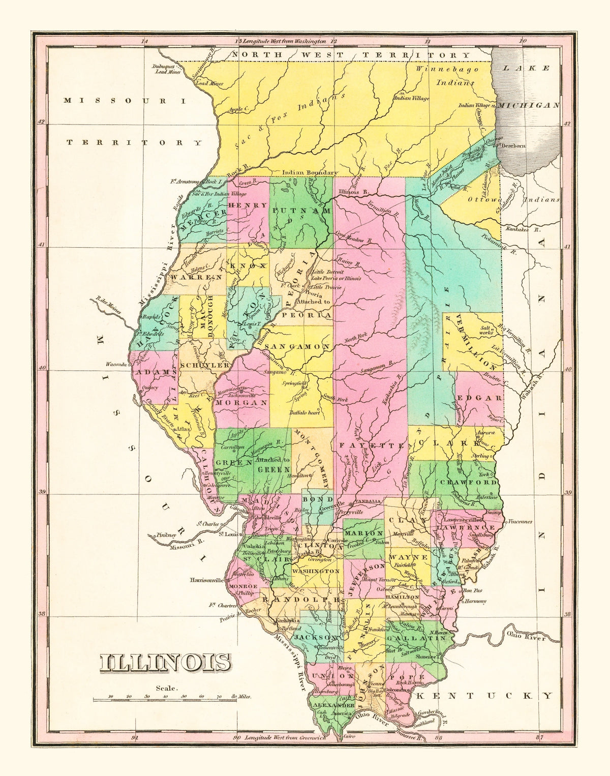 Preview of Vintage Map of Illinois 1826