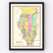 Illinois Vintage Map 1826