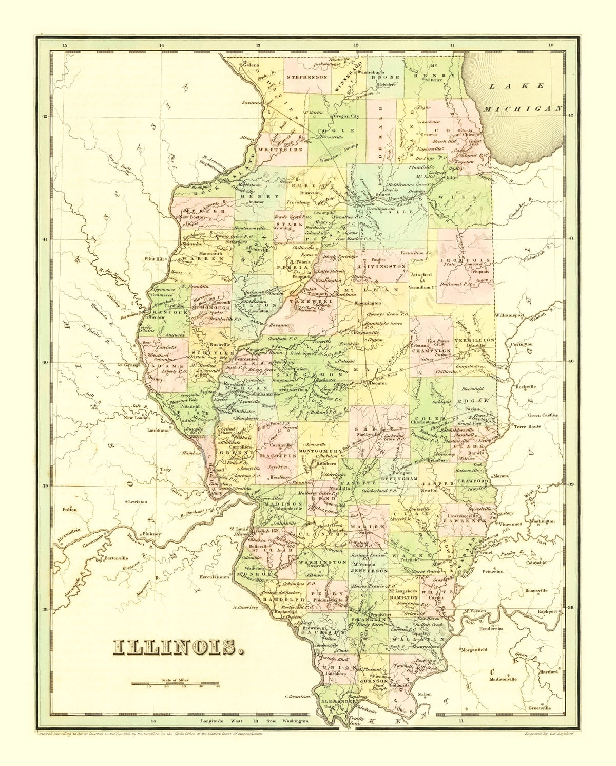 Preview of Vintage Map of Illinois 1838