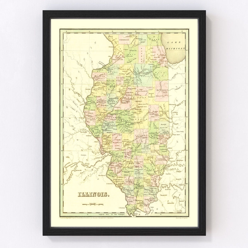 Illinois Vintage Map 1838