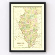 Illinois Vintage Map 1838