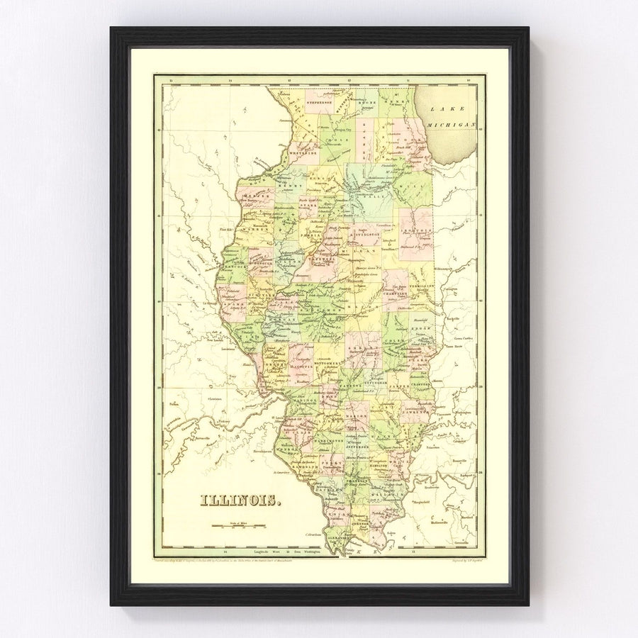 Illinois Vintage Map 1838