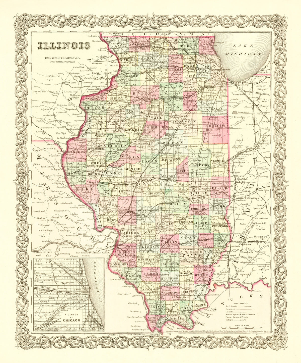 Preview of Vintage Map of Illinois 1855