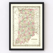 Indiana Vintage Map 1855
