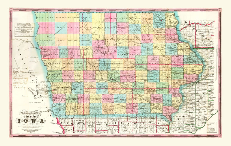 Size comparison using Vintage Map of Iowa 1855