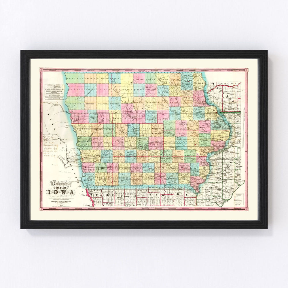Iowa Vintage Map 1855
