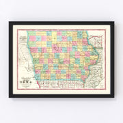Iowa Vintage Map 1855