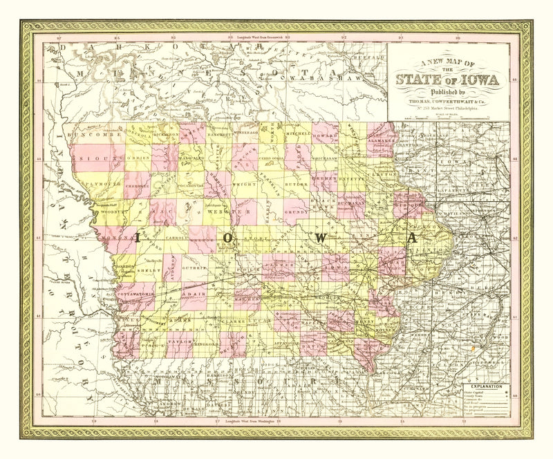 Size comparison using Vintage Map of Iowa 1855