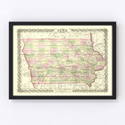 Iowa Vintage Map 1856