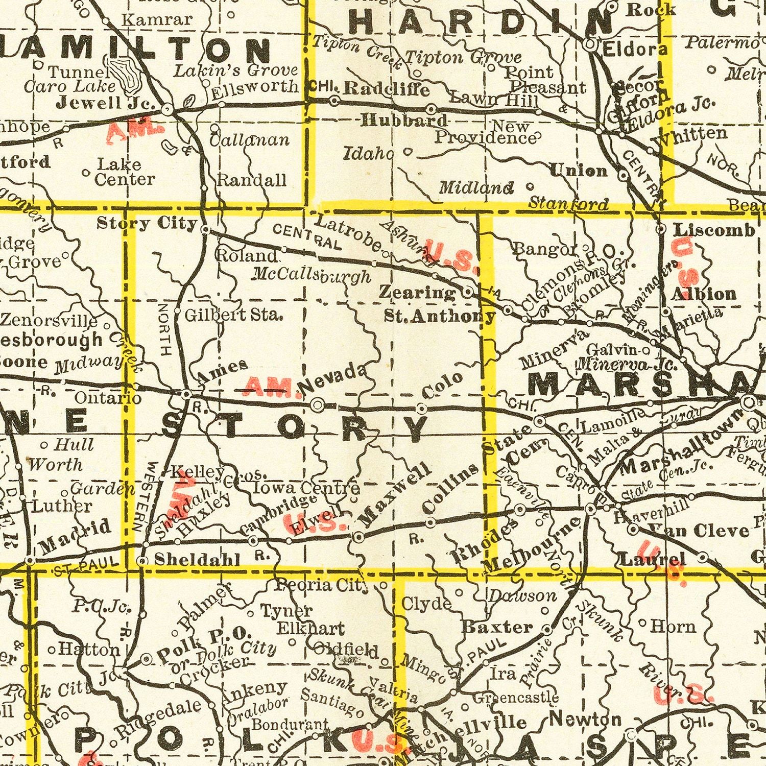 Restored historic details from the 1888 state map of County, Iowa