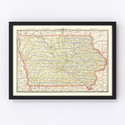 Iowa Vintage Map 1888