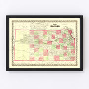 Kansas Vintage Map 1871