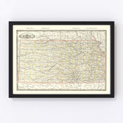 Kansas Vintage Map 1888