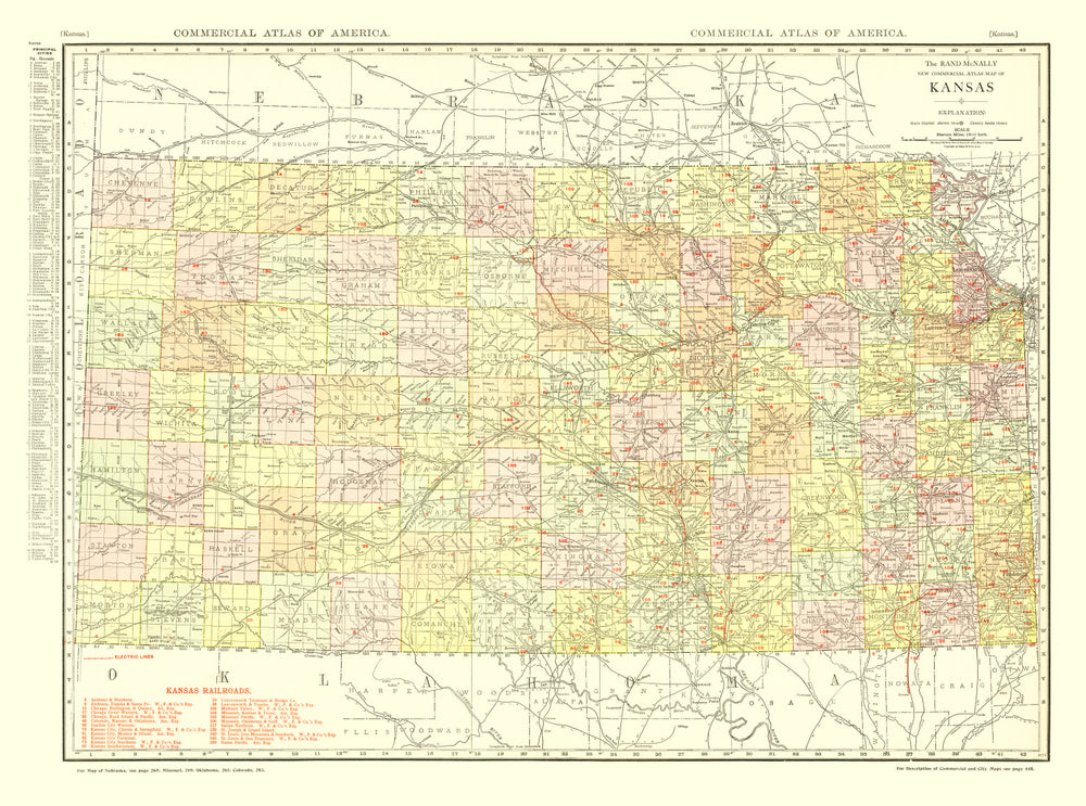 Vintage Map of Kansas 1917 print style example