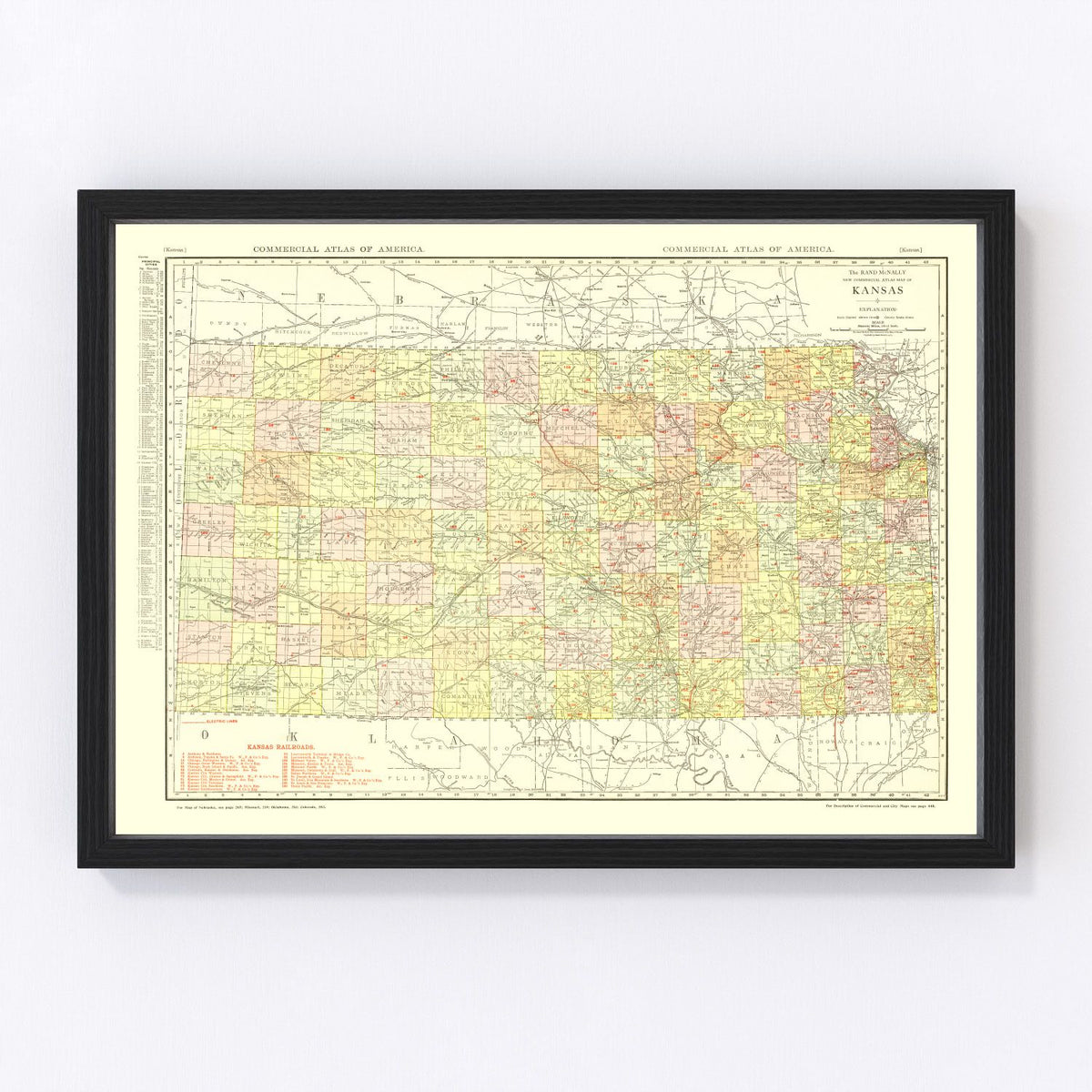 Kansas Vintage Map 1917