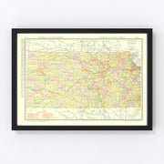 Kansas Vintage Map 1917