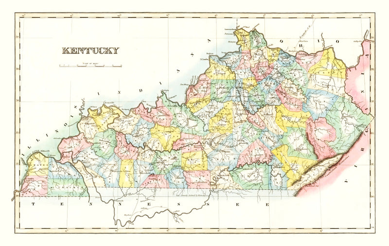 Size comparison using Vintage Map of Kentucky 1823