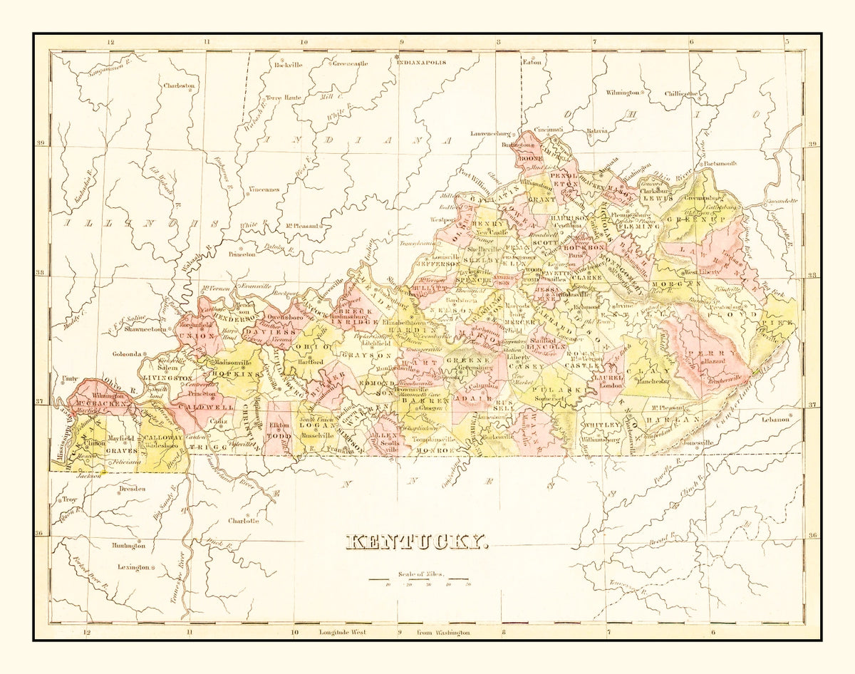 Preview of Vintage Map of Kentucky 1835