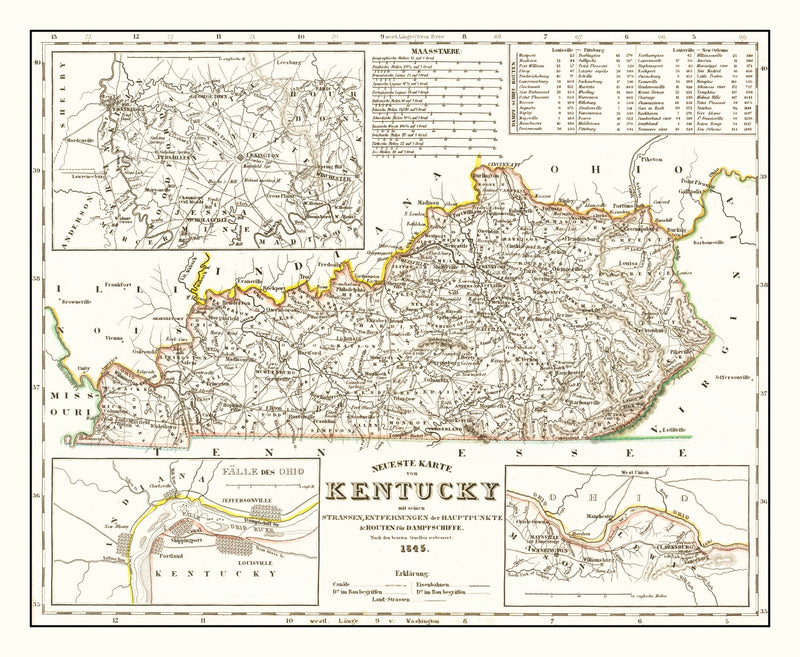 Size comparison using Vintage Map of Kentucky 1845