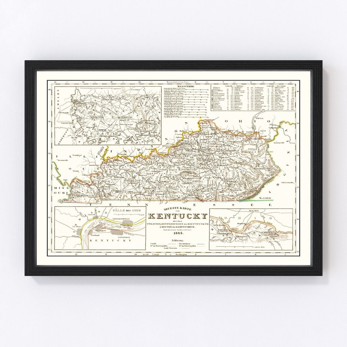 Kentucky Vintage Map 1845