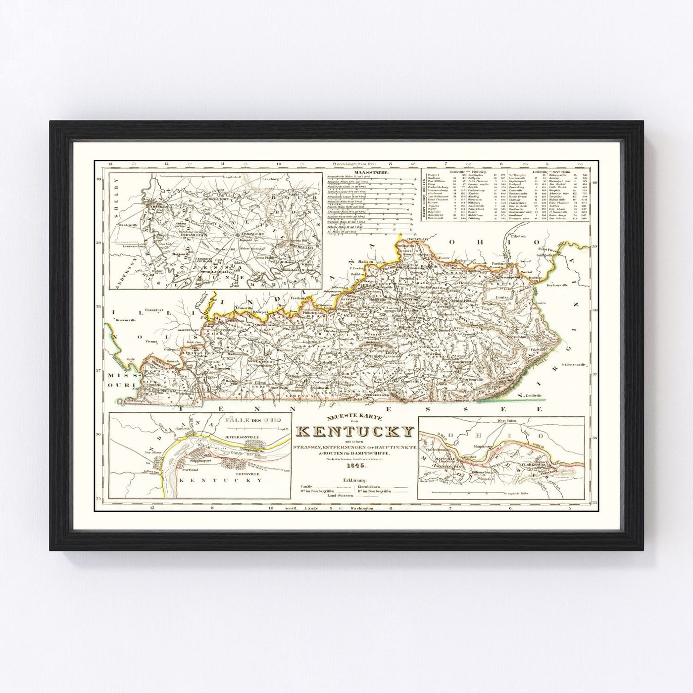 Kentucky Vintage Map 1845
