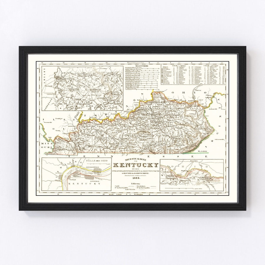 Vintage Map of Kentucky 1845