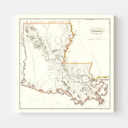 Vintage Map of Louisiana 1814