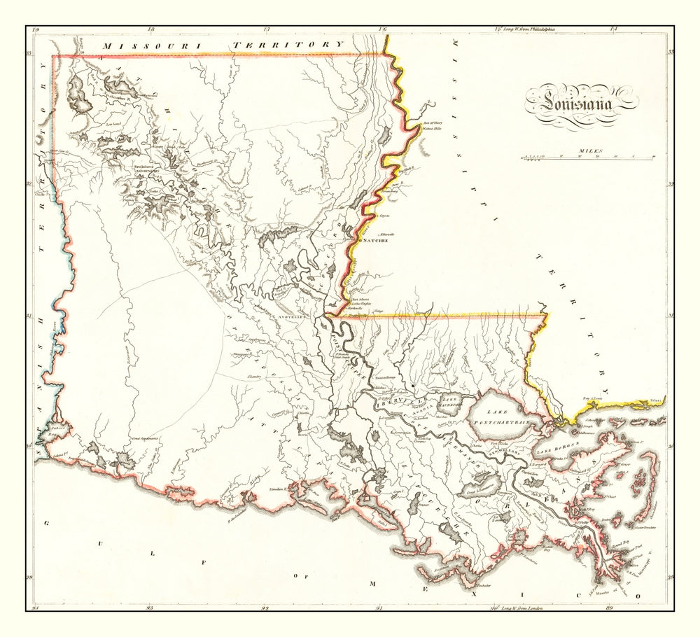 Vintage Map of Louisiana 1814 print style example