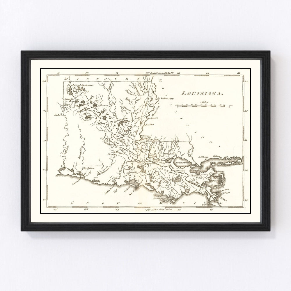 Louisiana Vintage Map 1814