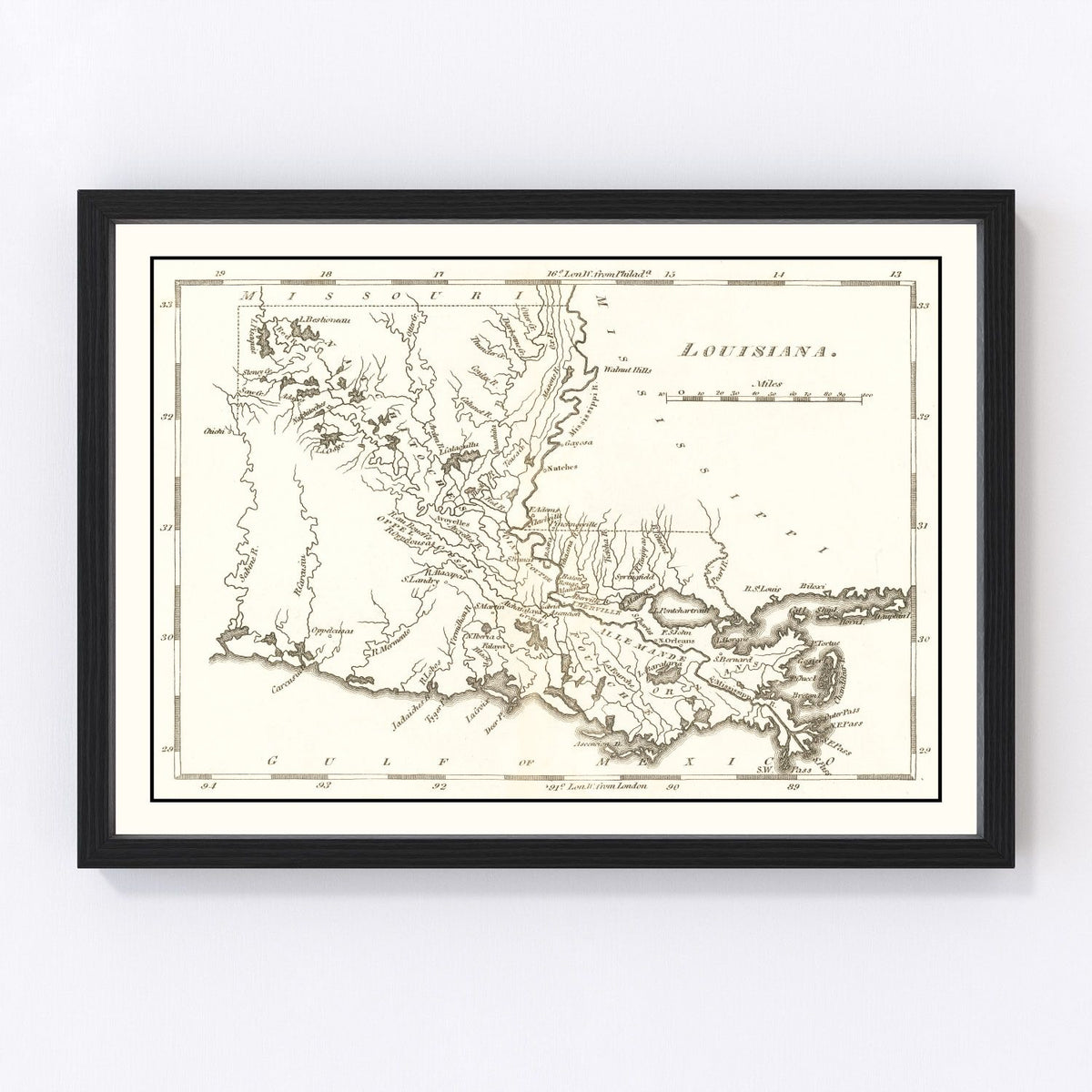 Louisiana Vintage Map 1814