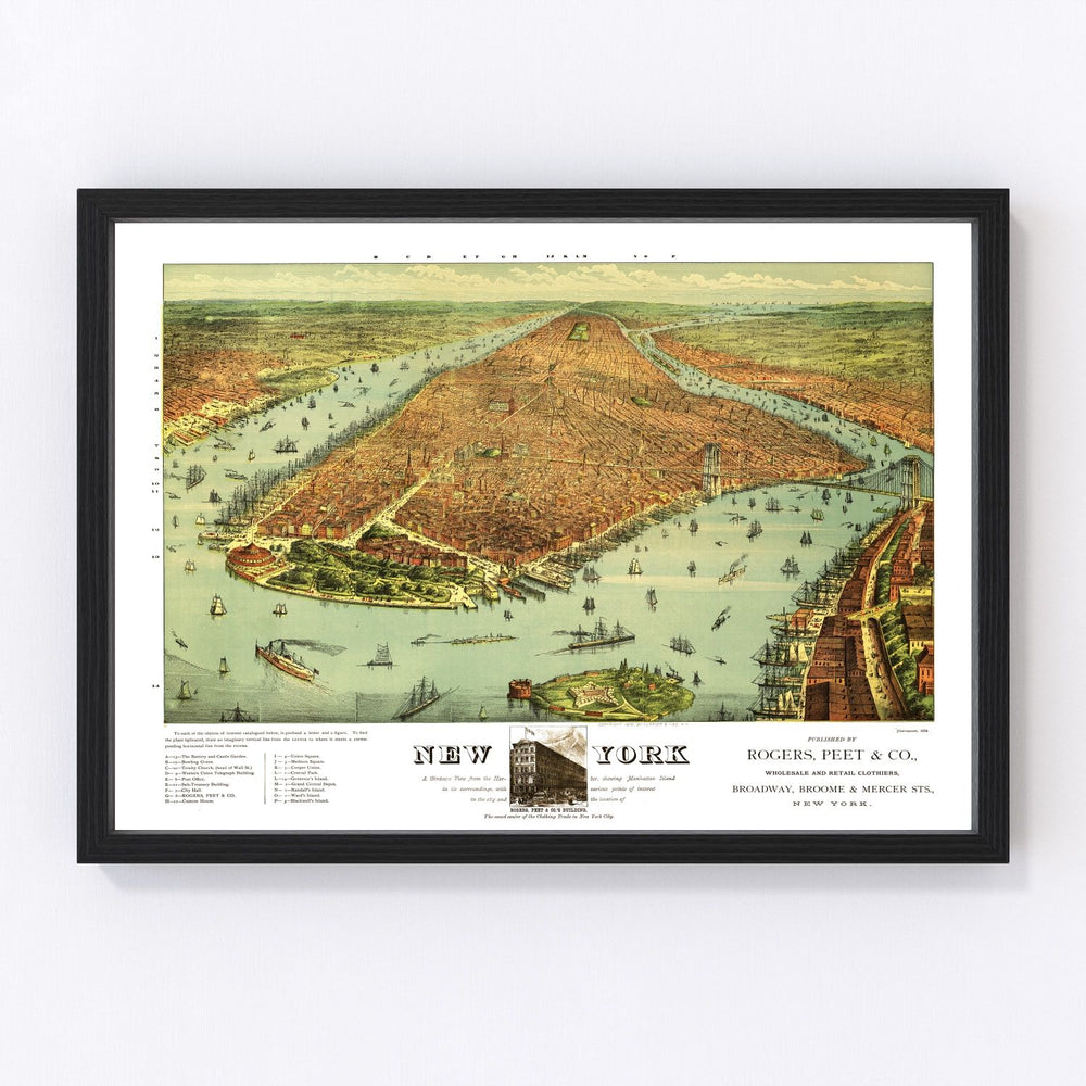 New York City Vintage Map 1879