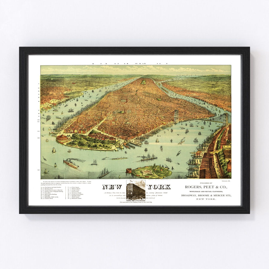 New York City Vintage Map 1879