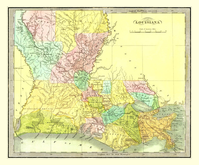 Size comparison using Vintage Map of Louisiana 1836