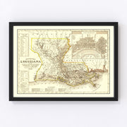 Louisiana Vintage Map 1845
