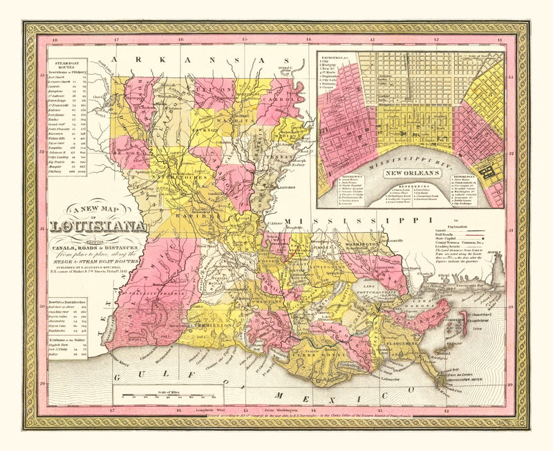 Size comparison using Vintage Map of Louisiana 1847