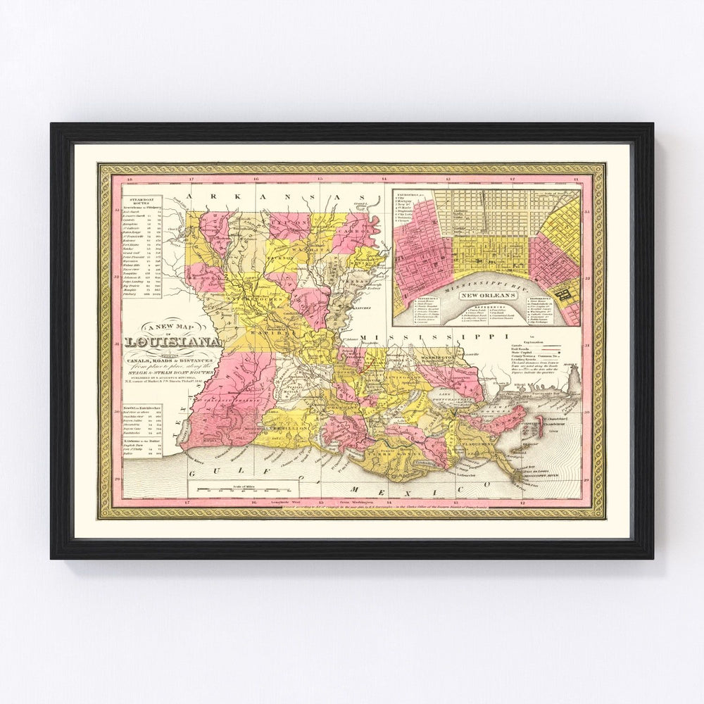 Louisiana Vintage Map 1847