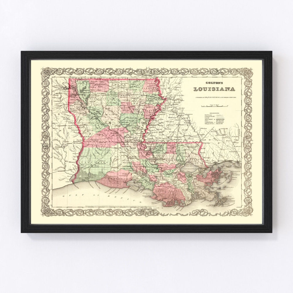 Louisiana Vintage Map 1871