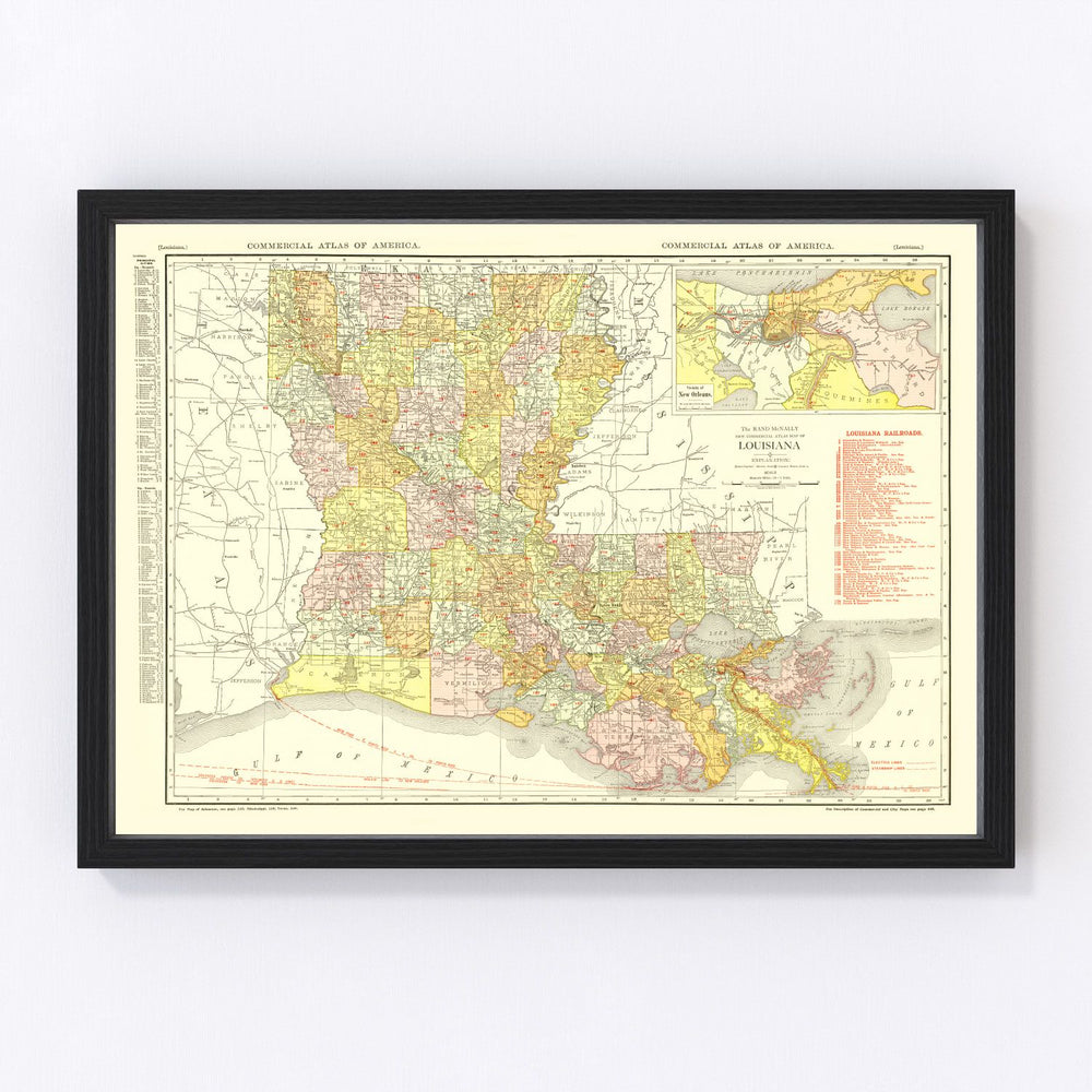 Louisiana Vintage Map 1917