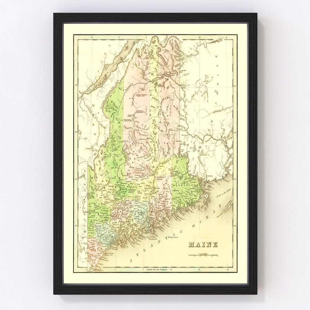 Maine Vintage Map 1838