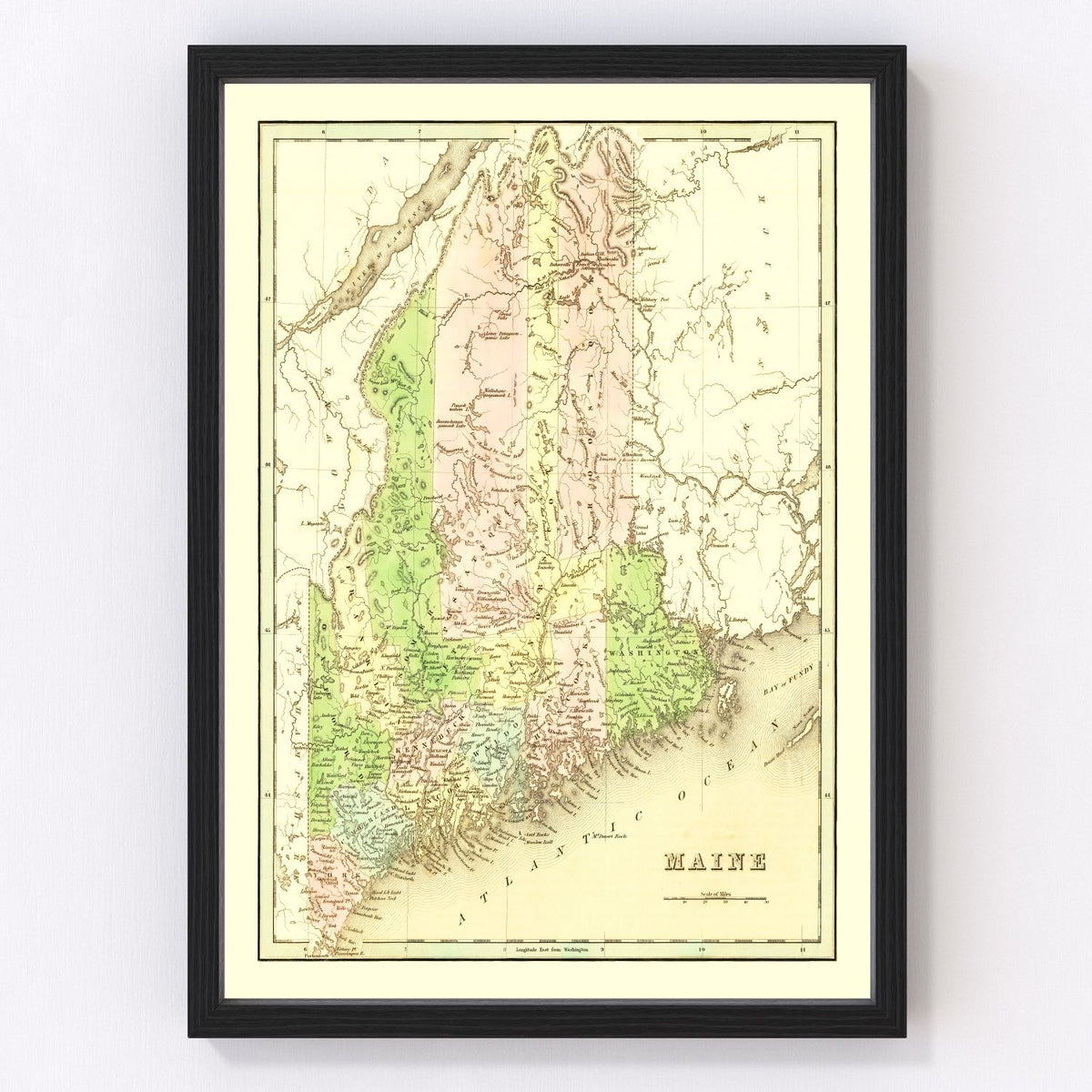 Maine Vintage Map 1838