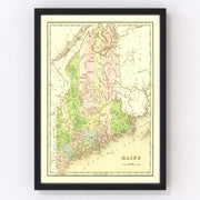 Maine Vintage Map 1838