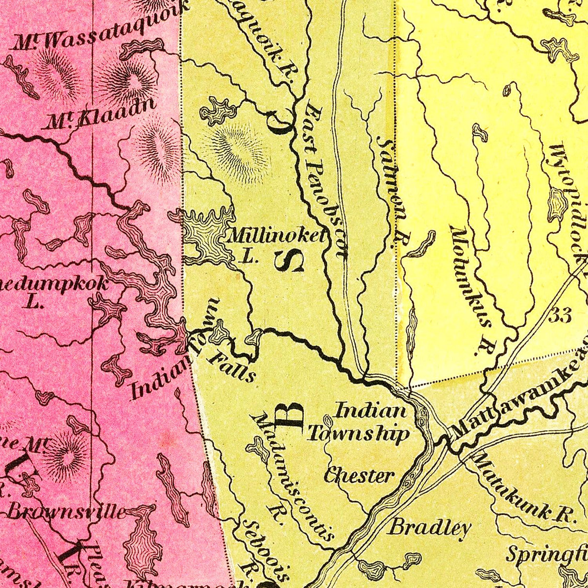 Restored historic details from the 1847 state map of County, Maine