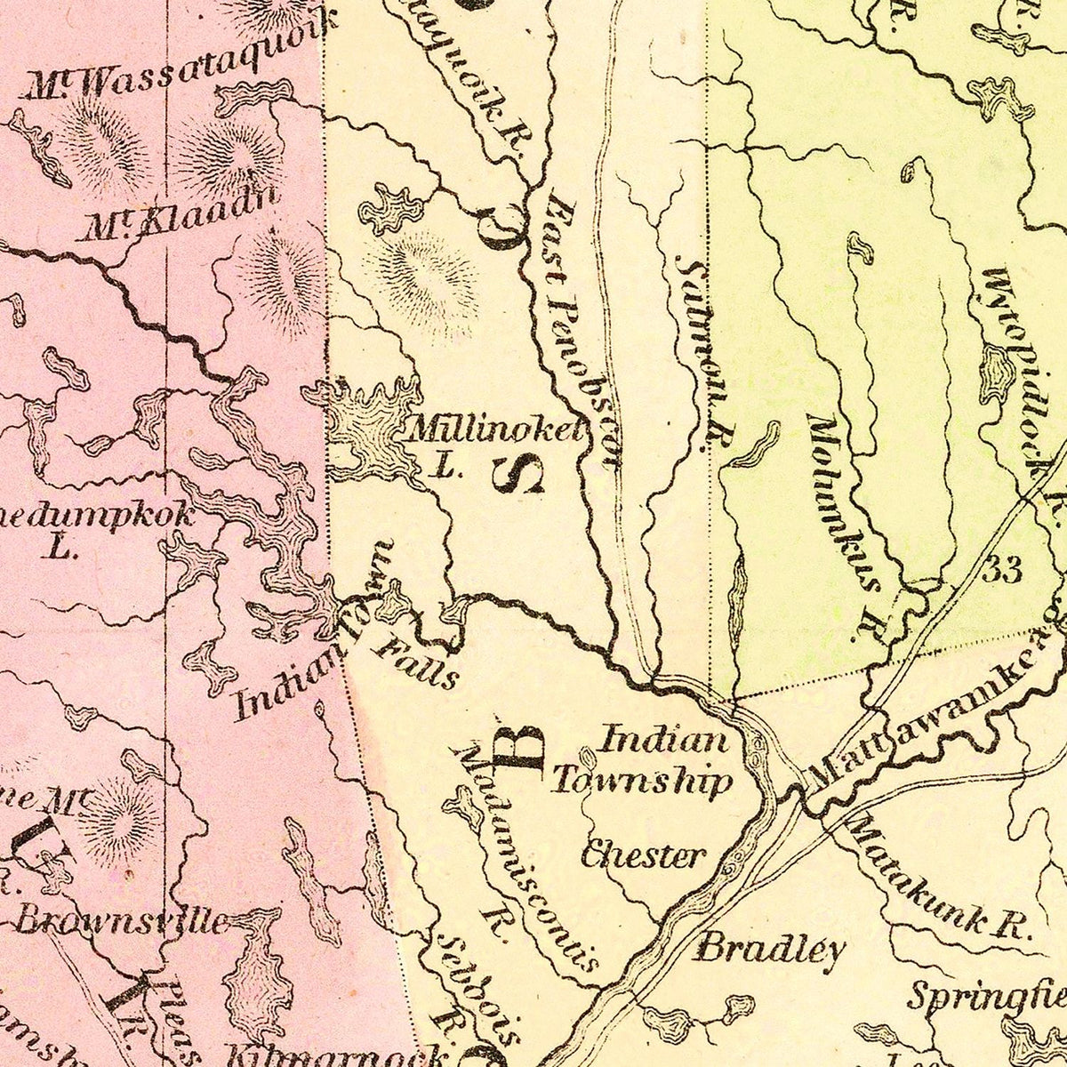 Restored historic details from the 1855 state map of County, Maine