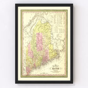 Maine Vintage Map 1855