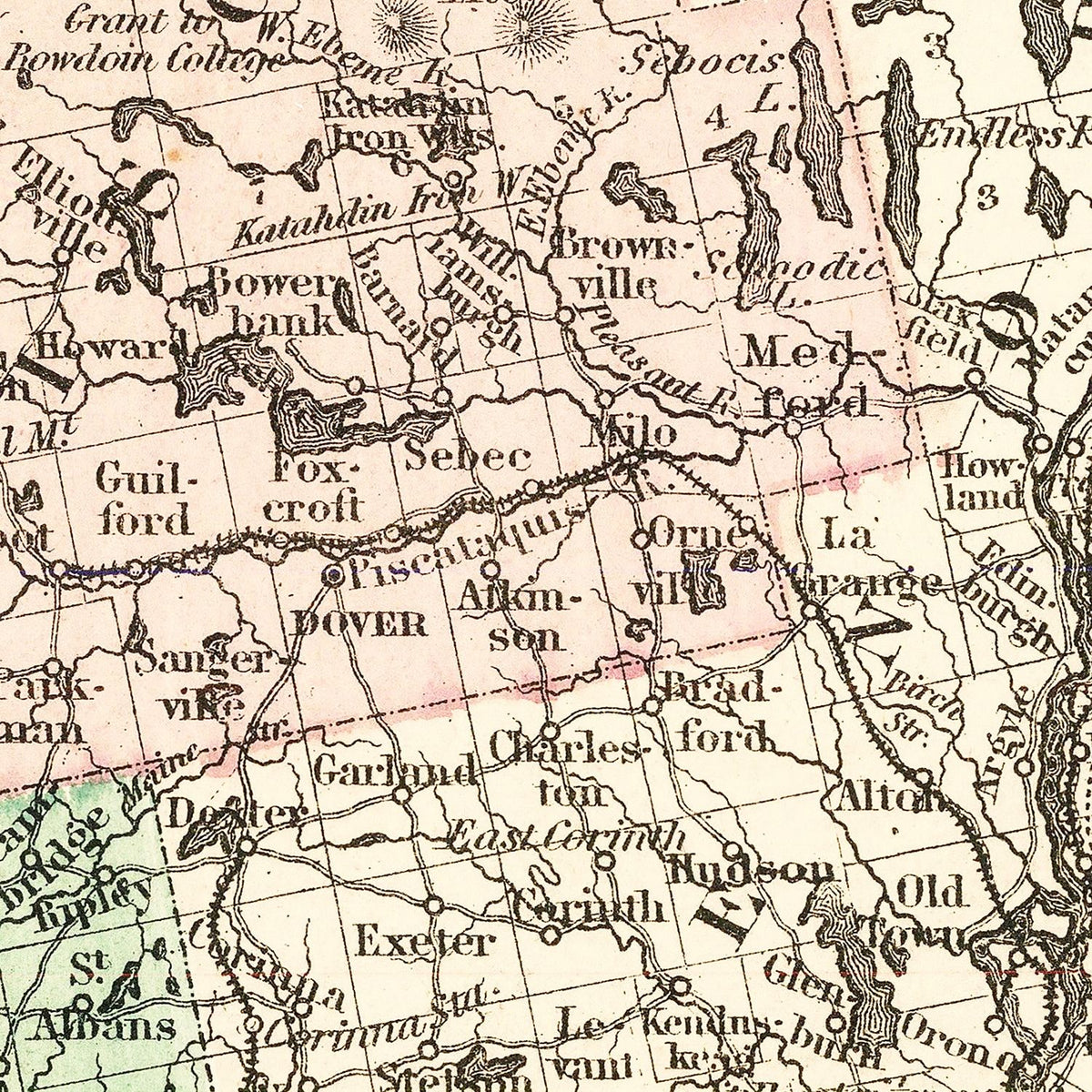 Restored historic details from the 1875 state map of County, Maine