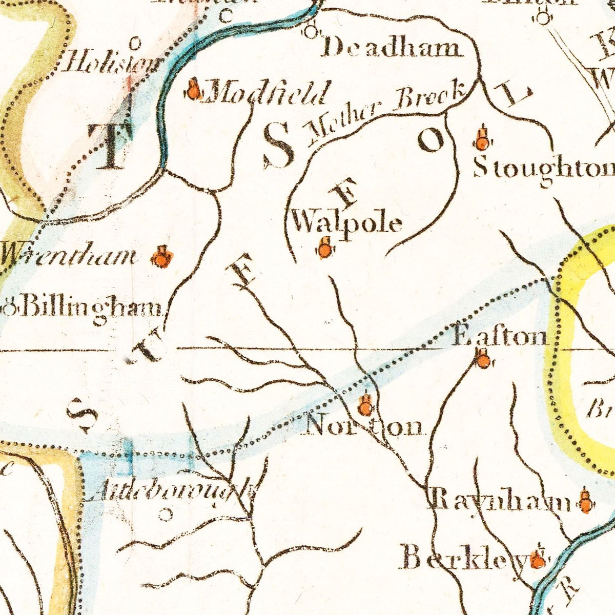 Restored historic details from the 1780 state map of County, Massachusetts