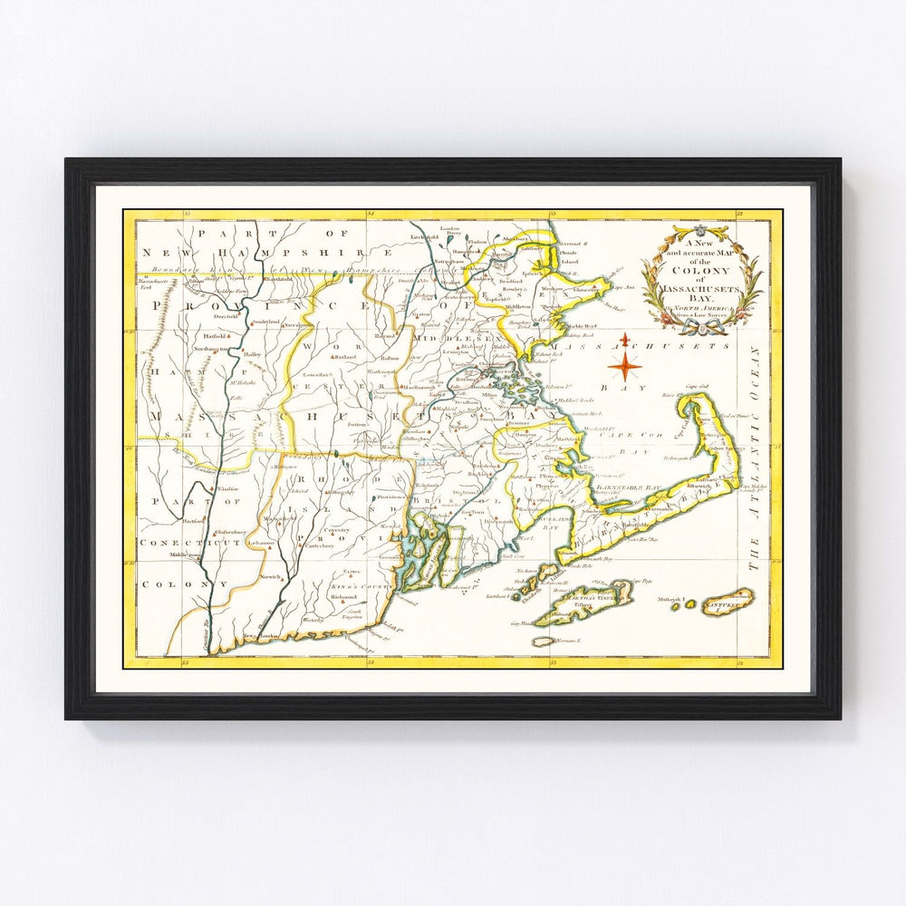 Massachusetts Vintage Map 1780