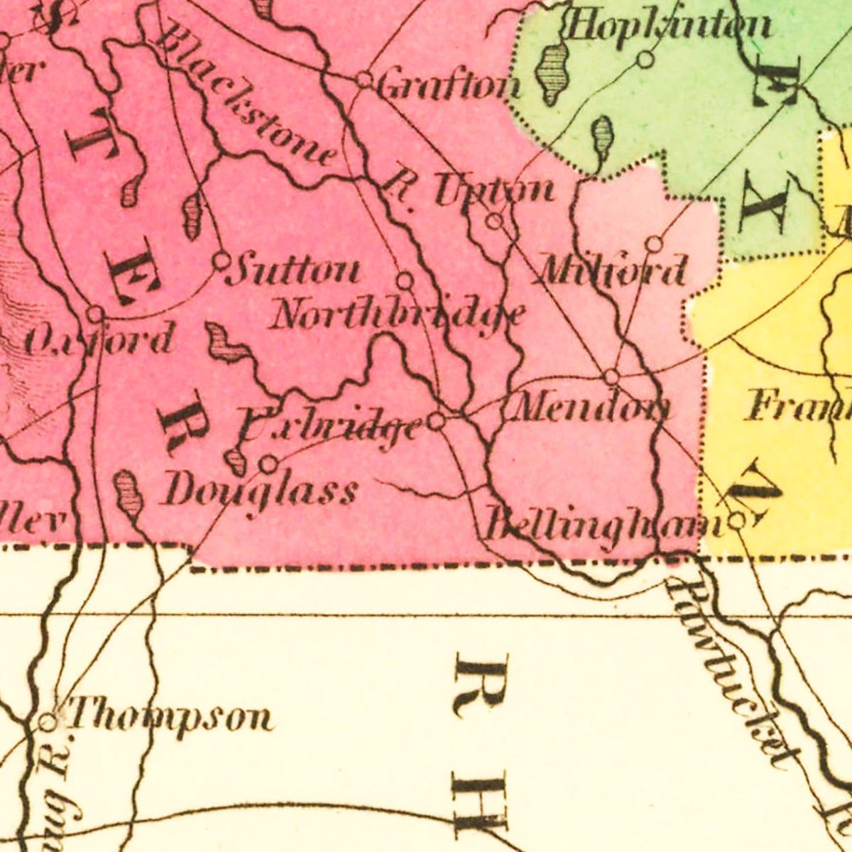 Restored historic details from the 1826 state map of County, Massachusetts