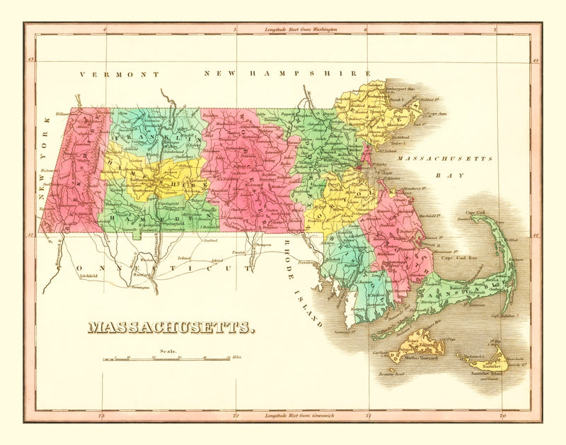 Size comparison using Vintage Map of Massachusetts 1826